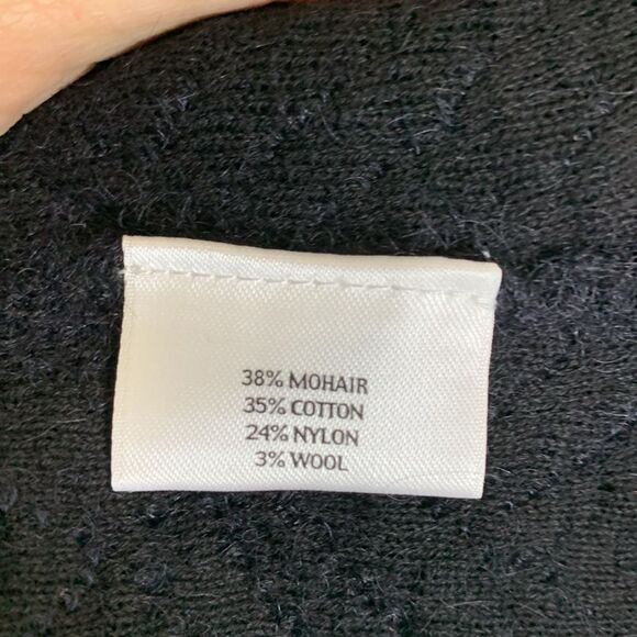 Eileen Fisher Black Fluffy Mohair Blend LS Asymmetrical Zip Moto Jacket Size L - Picture 8 of 15